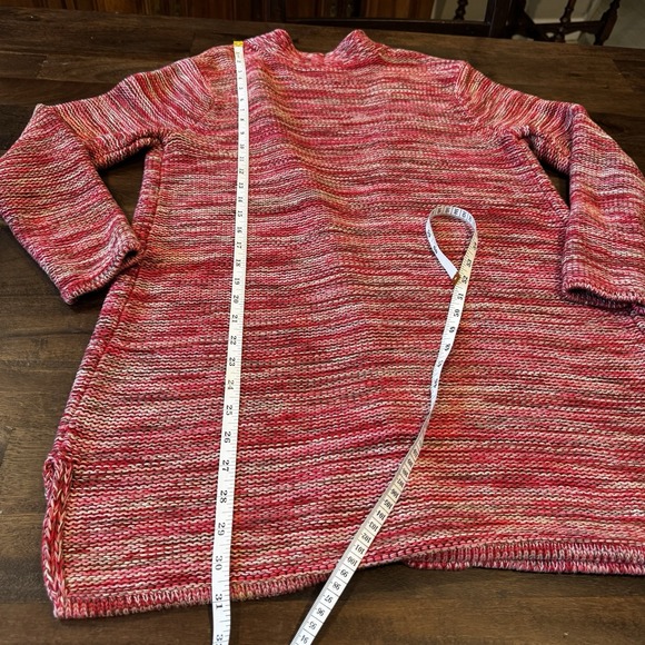 J. Jill Women's Midi Red/Pink/Tan Marled Open Cardigan Med Petite - Picture 8 of 13